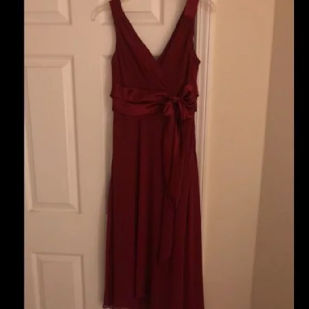 Wine red faux wrap dress